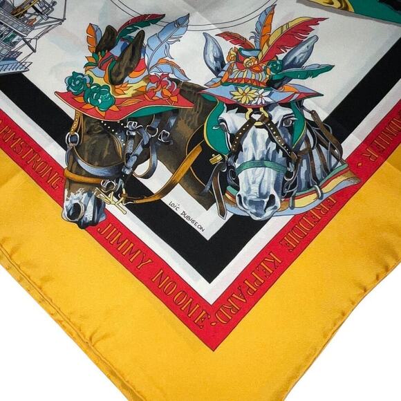HERMES Silk Scarf  "New Orelans" by Loïc Dubigeon 90cm Carre with Paper Bag - Picture 12 of 16